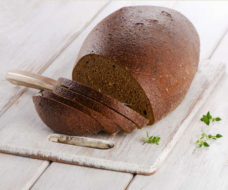 Bread on a cutting boardの写真素材