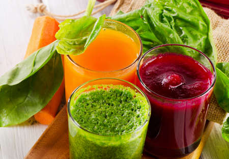 Healthy vegetable smoothie and juiceの写真素材