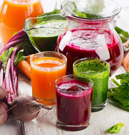 Healthy vegetable smoothie and juiceの写真素材