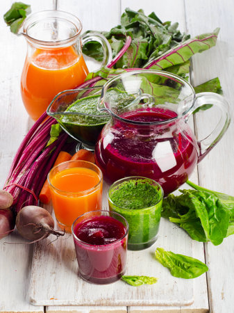 Healthy vegetable smoothie and juiceの写真素材