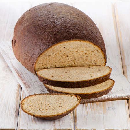 Bread on a cutting boardの写真素材