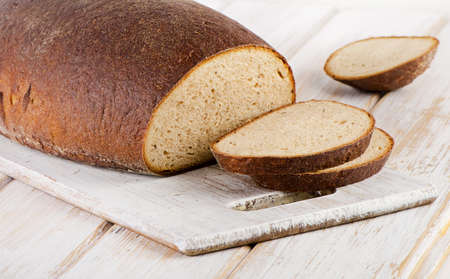 Bread on a cutting boardの写真素材