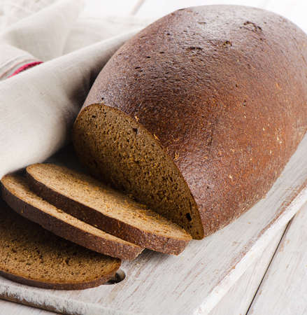 Bread on a cutting boardの写真素材