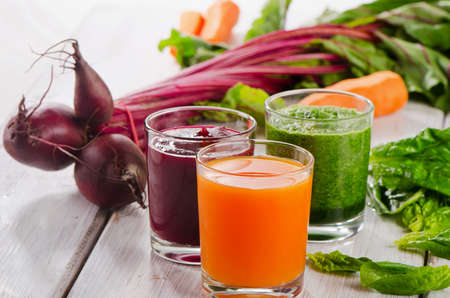 Healthy vegetable smoothie and juiceの写真素材