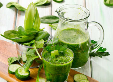 Healthy fresh  vegetable smoothie . Selective focusの写真素材