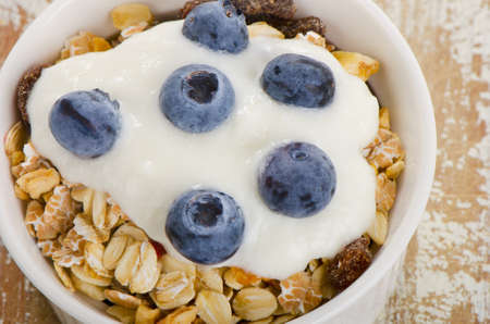 Muesli and yogurt with fresh berries. Selective focusの写真素材
