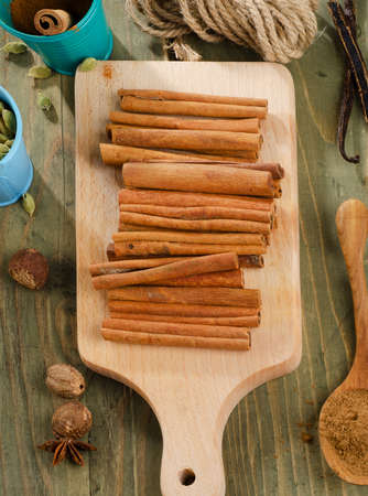 Spices on a wooden background . Selective focus