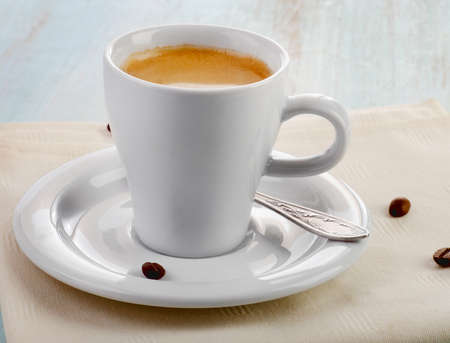 Cup of hot espresso coffee   Selective focusの写真素材