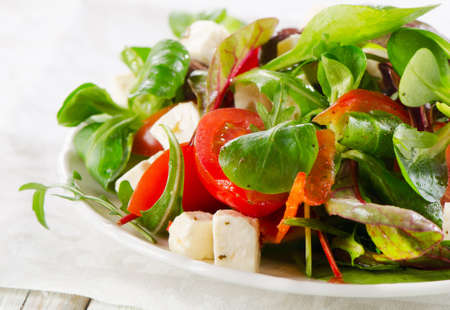 Salad with feta and greek olives . Selective focusの写真素材