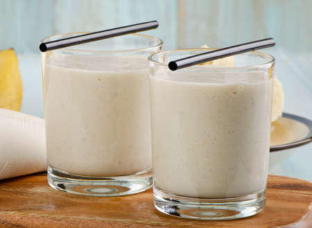 Glasses of healthy  fruit smoothie . Selective focusの写真素材