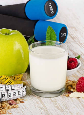 Diet  food  on  wooden  table. Selective focusの写真素材