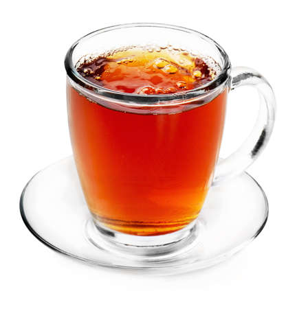 tea in cup isolated on white の写真素材