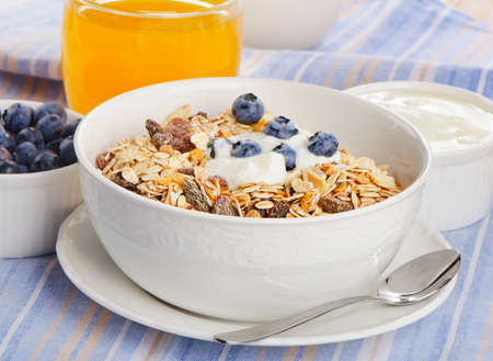 Muesli with yogurt .Traditional healthy breakfast .の写真素材