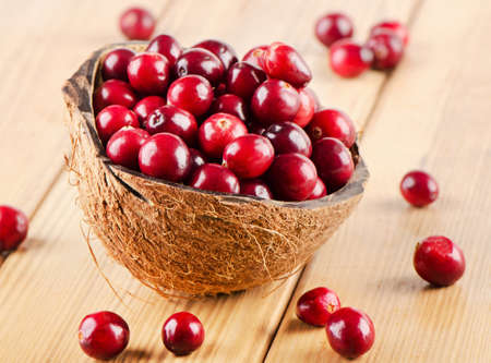 Fresh Cranberries  on woodenの写真素材