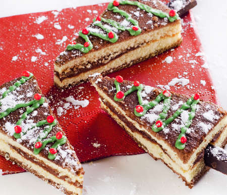 Christmas tree  of  cake on a  plate . Selective focusの写真素材