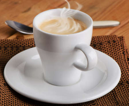 espresso coffee  on a wooden table. Selective focusの写真素材