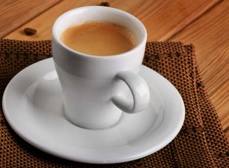 espresso coffee  on  wooden table. Selective focusの写真素材