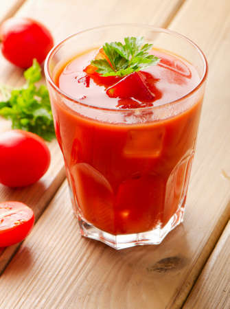 Tomato Cocktail  with   herbs and ice. Selective focusの写真素材