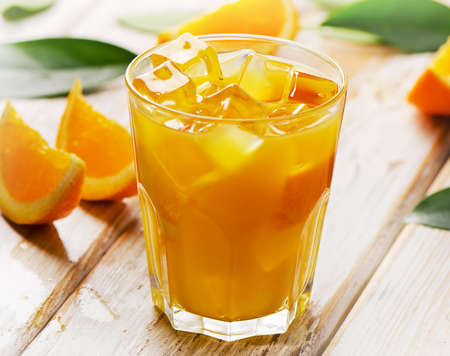 Glass of fresh Orange juice  . Selective focusの写真素材