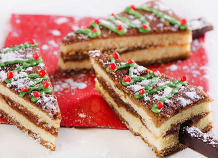Christmas tree made of  cakes . Selective focusの写真素材