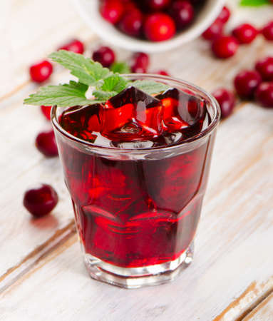 cranberry drink  on   a wooden table. Selective focusの写真素材