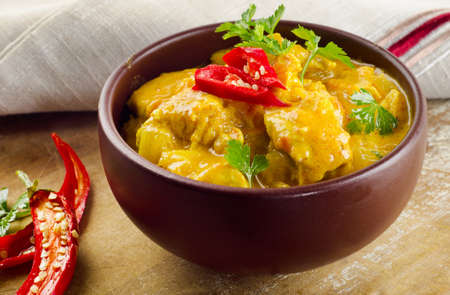 Indian chicken curry  in a bowl . Selective focusの写真素材