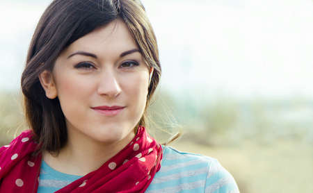 Woman  outdoors. Selective focusの写真素材