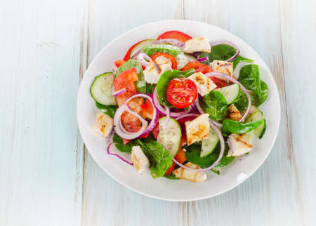 Healthy fresh salad with chicken. Top viewの写真素材