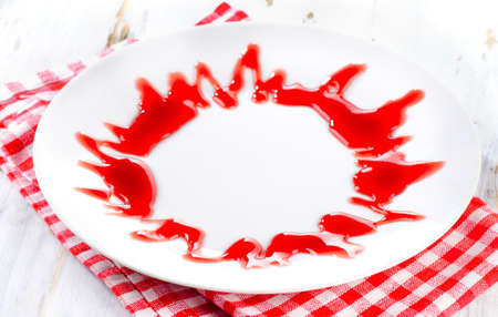 Empty plate for desserts menu. Selective focus