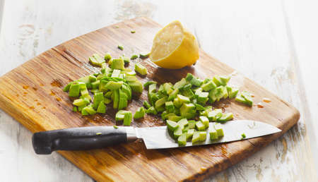 Sliced avocado for salads or guacamole. Selective focus