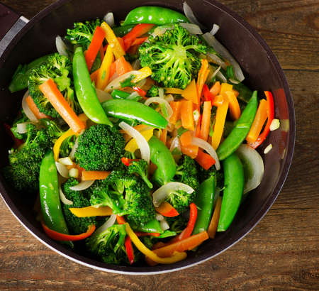 Vegetarian stir fry. Healthy eating. Top viewの写真素材
