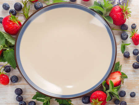 Various fresh berries for healthy dieting.  Top viewの写真素材