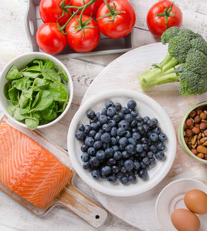 Foods for brain. Concept. Top viewの写真素材