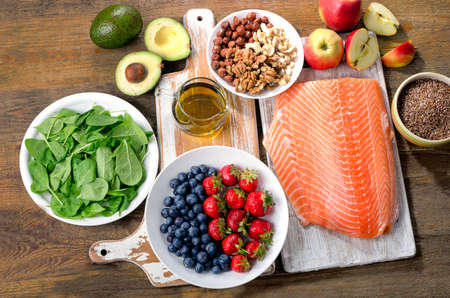 Foods for healthy Heart. Top viewの写真素材
