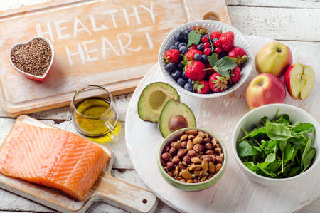 Best Foods for your Heart. Healthy diet. Top viewの写真素材