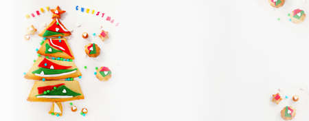 Christmas cookie tree on plate.