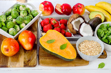 Foods Highest in Fiber. Healthy diet food. View from aboveの写真素材