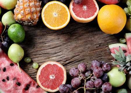 Different fresh fruits. Healthy food concept