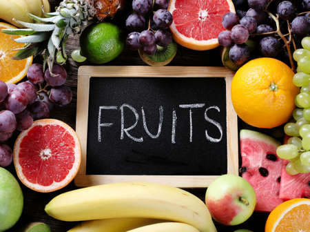 Different fresh fruits. Healthy food concept