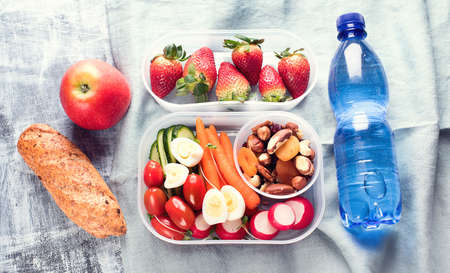 School healthy lunch box. Healthy food conceptの写真素材