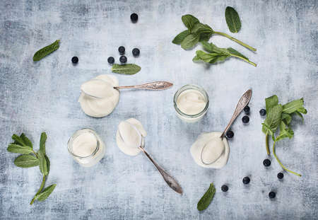 Yogurt with Berry Fruits for healthy Breakfastの写真素材