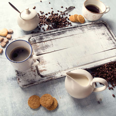 Top view. Time for coffeeの写真素材