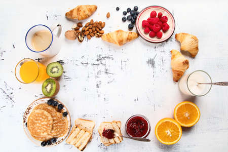 Healthy tasty breakfast. Top viewの写真素材