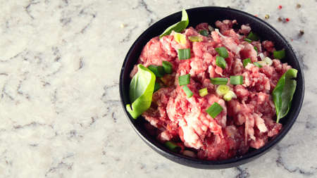 Raw minced meat. Top viewの写真素材
