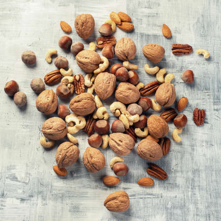 Pattern of nuts mix. Top view