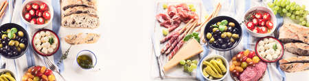 Typical italian antipasto. Panorama.Traditional Italian food.