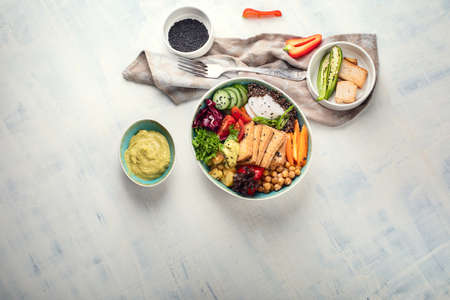 Buddha bowl with tofu.  Healthy vegan and vegetarian food conceptの写真素材