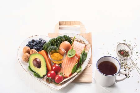 Best food for healthy brain and memory. Top view with copy spaceの写真素材