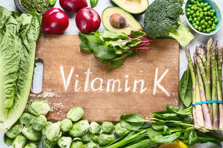 Foods rich in vitamin K. Top viewの写真素材