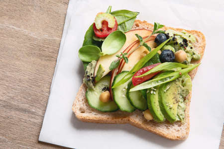 Assortment vegan sandwiches. Plant-based diet. Vegetarian healthy food concept. Clean eating. Top view.の写真素材